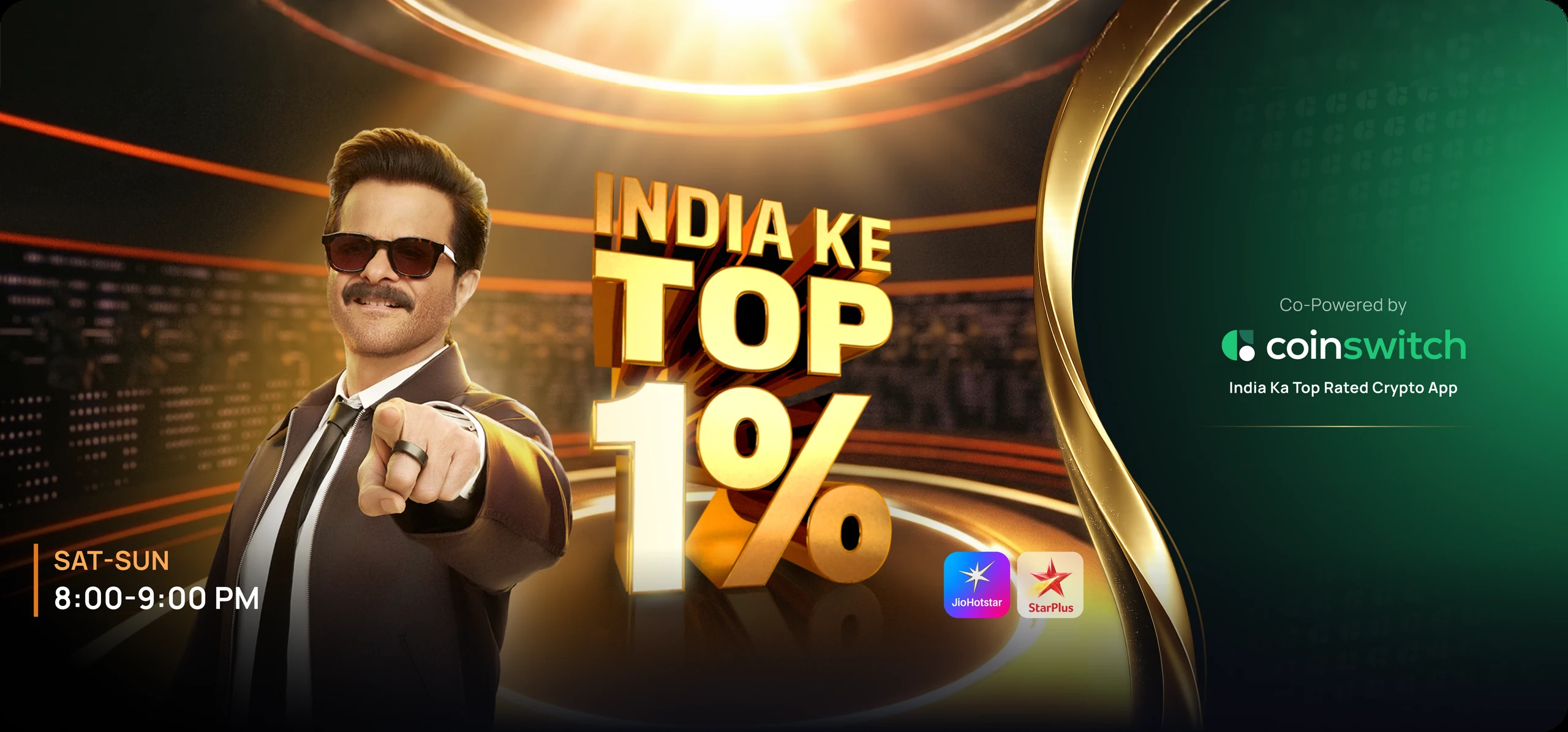 India Ke Top 1% — Sat-Sun 8:00-9:00 PM, co-powered by CoinSwitch
