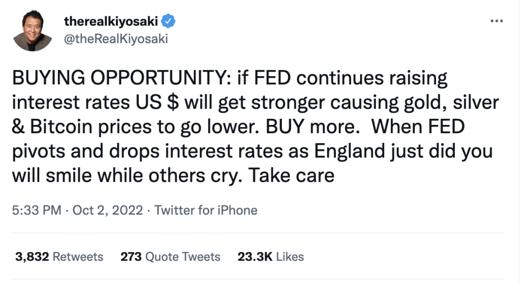 Robert Kiyosaki tweet