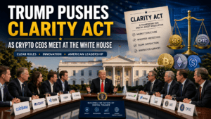 Trump Pushes CLARITY Act as Crypto CEOs Meet at the White House